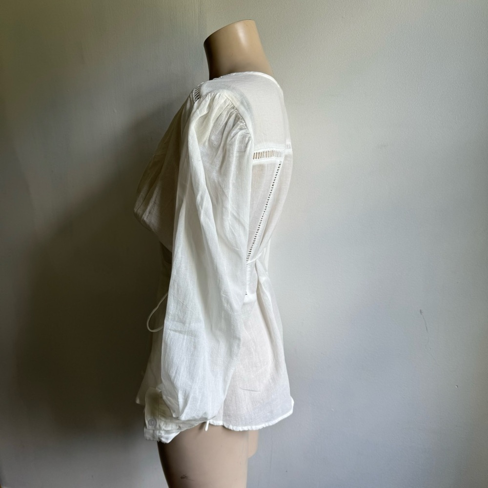 Rollas Sheer Wrap long sleeve blouse in white - Picture 3 of 9